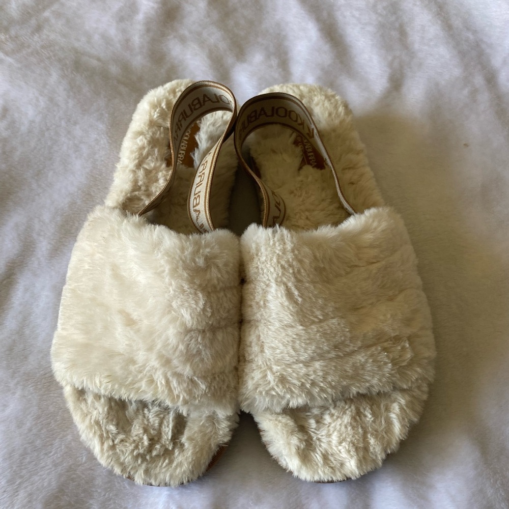 Kookaburra by Ugg strap fuzzy slippers